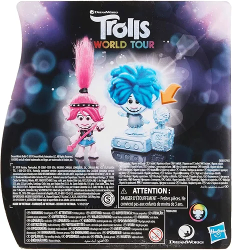 Miniatura 3 de DreamWorks Trolls World Tour Rock City Bobble con 2 figuras, 1 con base Bobble Action Plus, juguete inspirado en The Movie Trolls World Tour