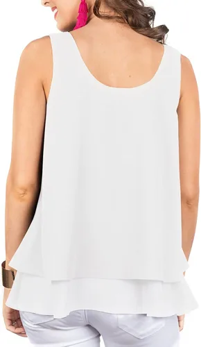 Miniatura 2 de Floral Find Blusa sin mangas de gasa para mujer, sin mangas, cuello redondo