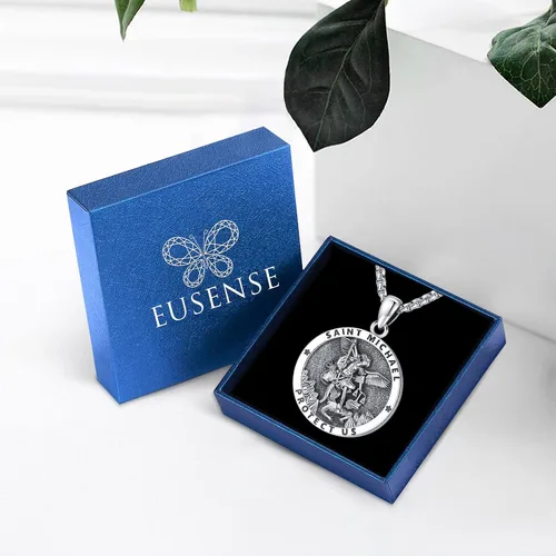 Miniatura 5 de Eusense Saint Necklace Sterling Silver 925 Protection Jewelry for Men Women Patron St Medals Amulet Pendant