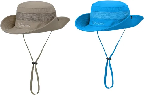 Miniatura 22 de Sombrero de sol para niños con protección solar UPF 50+, sombrero de pescador para niños y niñas, ala ancha, verano, playa, pesca, safari, sombrero