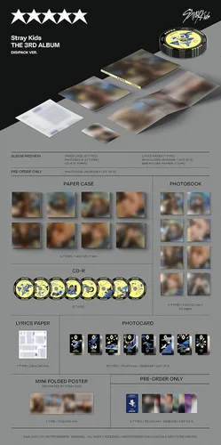 Miniatura 2 de Stray Kids 5-STAR, El 3er Álbum, CD + Libro de Fotos + Mini Póster en el Envase + Tarjeta de Foto (Set de 8 Versiones en Digipack