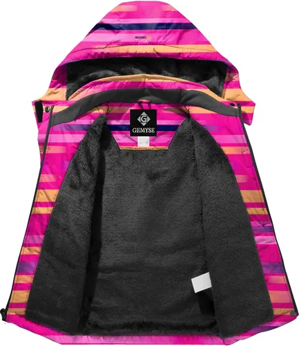 Miniatura 3 de GEMYSE - Chaqueta de esquí impermeable y resistente al viento con capucha, para niña