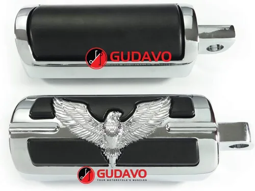 Miniatura 15 de Motocicleta cromo aluminio pie clavijas delantero pedal conductor clavijas con soportes para HONDA VF750 MAGNA 1996-2004 (G3I negro)