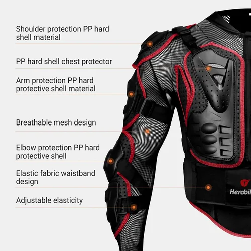 Miniatura 7 de HEROBIKER - Chaqueta de armadura completa para motocicleta, protección para la columna y el pecho, equipo de motocross, protector para motocicleta
