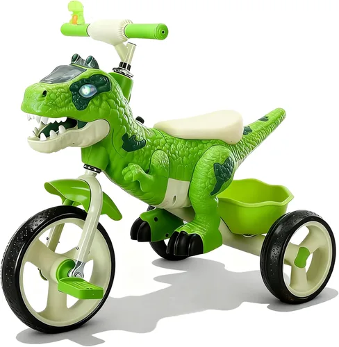 Miniatura 9 de NMM Triciclo de Dinosaurio para Niños Pequeños, Triciclo para Niños con Música, LED, Triciclos para Niños de 3-5 Años, para Ciclista, Rueda Grande