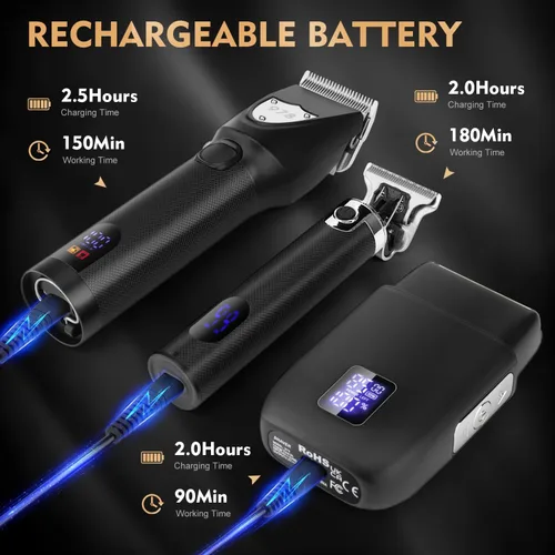 Miniatura 6 de Suttik Juego de cortapelos profesional para hombres, kit de peluquería y recortadora, afeitadoras eléctricas de aluminio para hombres con estuche