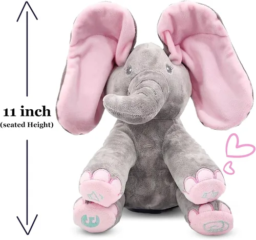 Miniatura 2 de Dimple Kaia Elefante de Peek A Boo, Animal de Peluche Cantando Interactivo con Orejas en Movimiento, Animal de Peluche Musical para Bebés y Niños