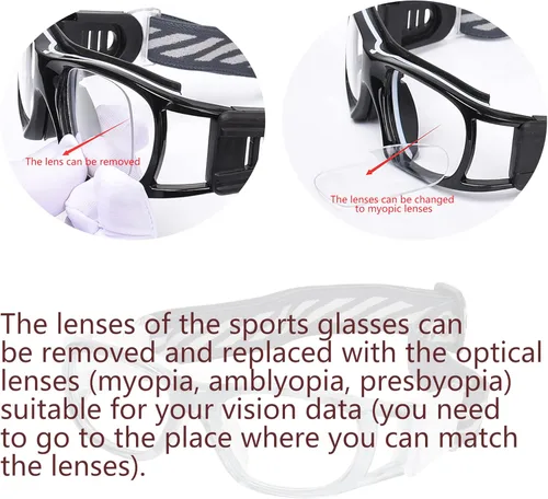 Miniatura 3 de N/A'' Gafas deportivas para niños, baloncesto, fútbol, entrenamiento, seguras, antiniebla, 7-12 Marco gris almohadilla blanca