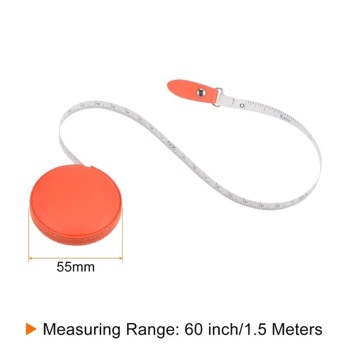 Miniatura 2 de HARFINGTON Cinta métrica retráctil redonda de 59.1 in/60 pulgadas, funda de cuero suave, tamaño de bolsillo para cuerpo, tela, medidas de costura