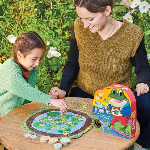 Miniatura 5 de eeBoo Juego de mesa con forma de rana Hopkins, galardonado juego de estrategia espacial y salto de ranas, diversión sin pantalla para 2 a 4
