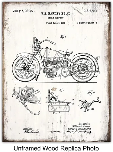 Miniatura 2 de Patentes originales de motocicleta de Estados Unidos, juego de arte de 8 x 10 pulgadas, fotos de estilo cartel para oficina, garaje, cueva de hombre
