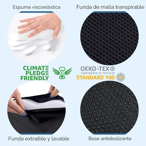 Miniatura 6 de 5 STARS UNITED Cojín de asiento para aliviar el dolor de coxis – Cojín grande de espuma viscoelástica para recuperación de coxis, cadera, ciática