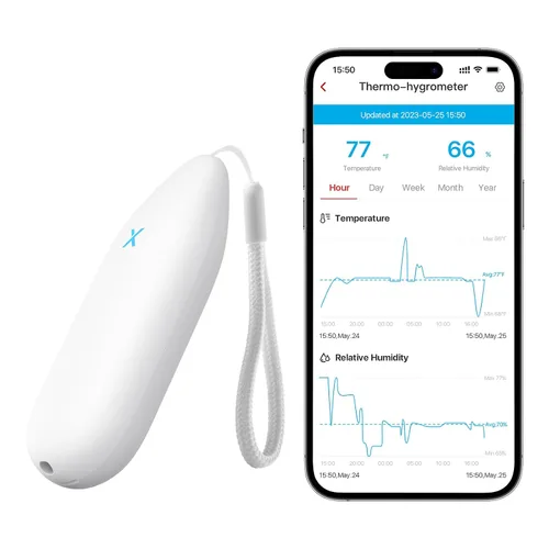 X-Sense - Termómetro higrómetro Wi-Fi para interiores, requiere estación base | Sensor de temperatura inteligente para casa, dormitorio, bodega