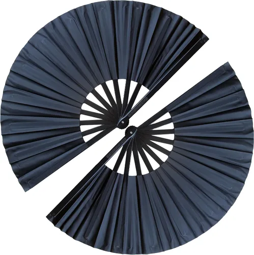 Paquete de 2 abanicos grandes plegables de mano, abanicos de aplausos vintage, retro, tela de nailon, fanáticos chinos de Kung Fu Tai Chi para