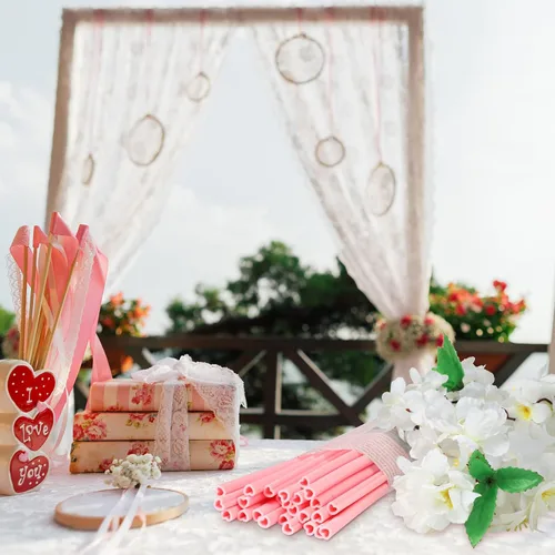 Miniatura 6 de Jutom Paquete de 25 pajitas en forma de corazón de San Valentín de 9.8 pulgadas reutilizables de silicona con 2 cepillos de limpieza para regalos