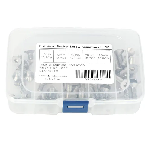 Miniatura 3 de M6-1.0 x 10/12/16/20/25mm Flat Head Socket Cap Screws, Allen Socket Drive, DIN 7991, Stainless Steel 18-8 (304), Bright Finish, 50 PCS
