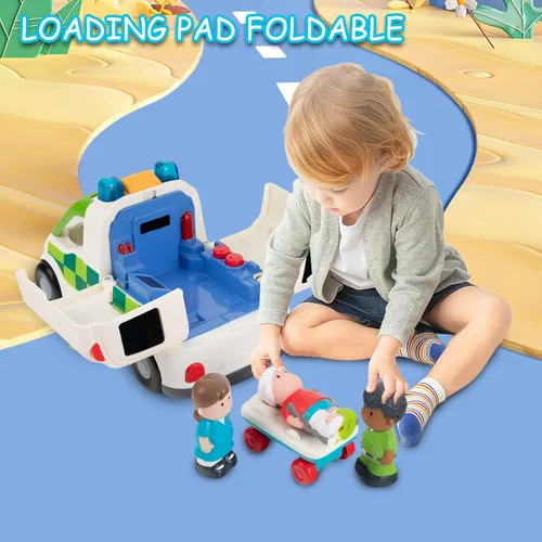 Miniatura 3 de Vehículo de juguete de ambulancia con luces y sonidos, juego de rol de rescate, juego de ambulancia, juguetes para niños de 1, 2 y 3 años, camión