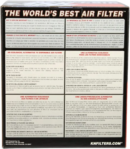 Miniatura 2 de K&N Filtro de aire del motor: Aumenta la potencia y la aceleración, lavable, Premium, Filtro de aire de repuesto para automóvil: compatible