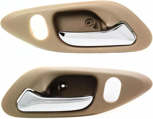 Miniatura 8 de Para Honda Accord 1998 99 01 2002 Manija de puerta interior delantera, lado del conductor Bisel beige con palanca cromada Con botón de bloqueo