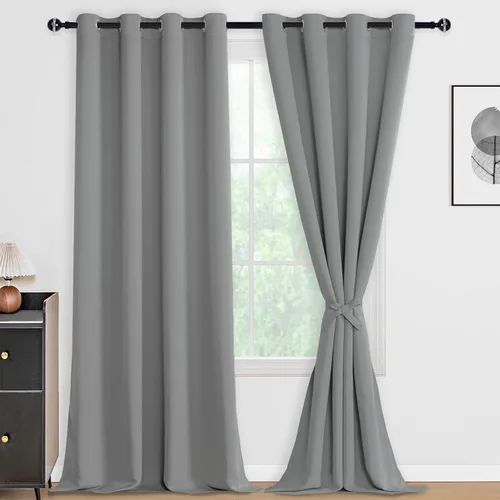 Miniatura 50 de DWCN Cortinas 100% opacas de 84 pulgadas de largo para dormitorio con forro negro, paneles de cortina de ventana de doble capa con aislamiento Azul