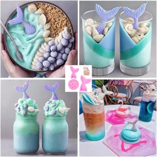 Miniatura 5 de Molde de silicona para tartas con temática de sirena, concha, estrella de mar, cola de sirena, molde para cupcakes para dulces, chocolate, fondant