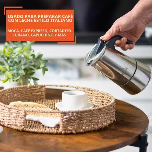 Miniatura 6 de IMUSA EE. UU. B120-22061M Cafetera de expreso para estufa de acero inoxidable, 4 tazas, plateado