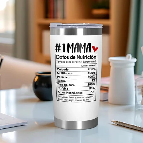Miniatura 6 de TEEZWONDER Regalos de Navidad y cumpleaños para mamá de hija e hijo - Taza de acero inoxidable de 20 oz con tapa - Regalo de cumpleaños para mamá