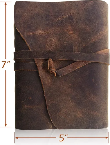 Miniatura 3 de Cuaderno de escritura de cuero, cuaderno encuadernado vintage hecho a mano para hombres y mujeres, escribe en papel grueso liso, páginas pequeñas