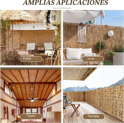 Miniatura 6 de Rollos de valla de caña natural: Valla de bambú para privacidad de 3/4/5/6 pies de alto, rollo de pantalla de caña, valla decorativa de bambú