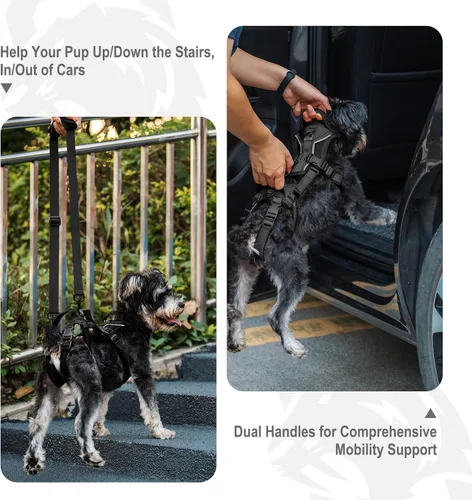 Miniatura 6 de OneTigris Arnés de elevación para perros pequeños XS, arnés transportador para perros pequeños, chaleco de elevación de cuerpo completo con correas