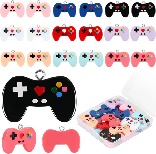 18 dijes para controlador de videojuegos, 9 colores, dijes de resina colorida para mujeres, joyería de bricolaje, regalos de fiesta, llaveros