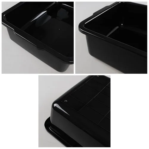 Miniatura 3 de Bandejas de autobús comerciales de 23 litros, juego de 4 cubos de plástico negro