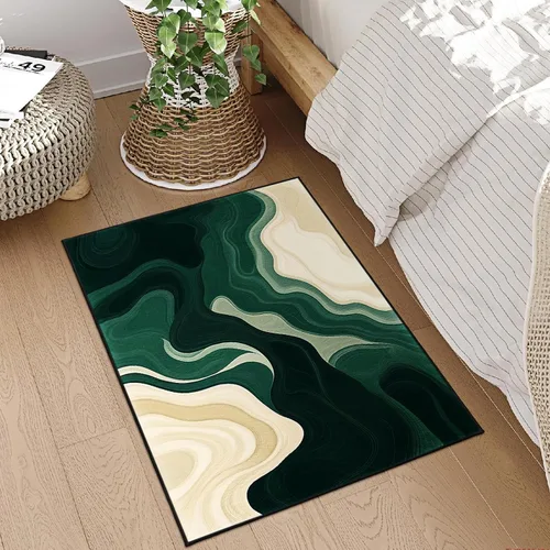 Miniatura 5 de Alfombra de entrada lavable verde de 2 x 3 pies, alfombra decorativa de mármol abstracto, alfombra pequeña antideslizante para puerta de entrada