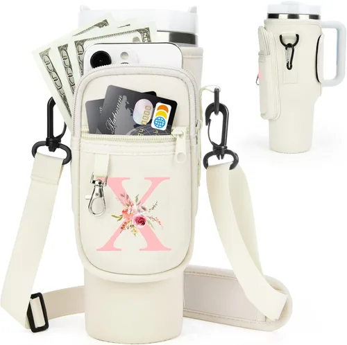 Miniatura 23 de Initial Water Bottle Holder with Strap for Stanley Cup Accessories 40 oz/Simple Modern Tumbler, Birthdays for Women Girls, Water Bottle Carrier Bag