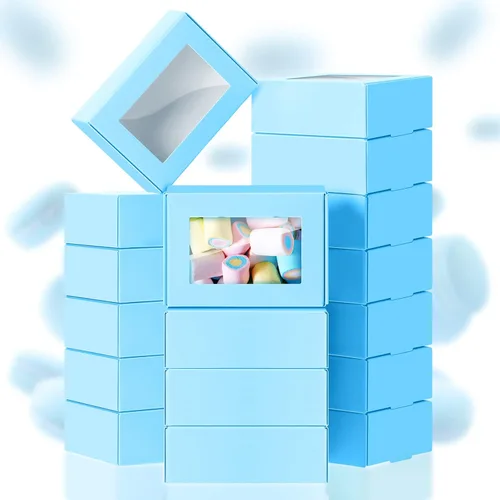 Miniatura 25 de Zonon 30 cajas de jabón para embalaje casero, mini cajas de papel kraft con ventana para panadería, dulces, jabón, embalaje de regalo