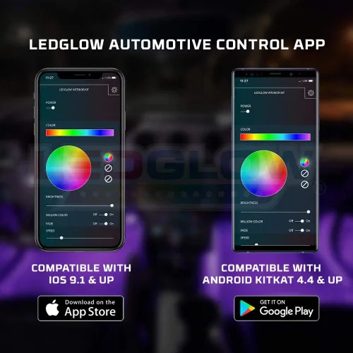 Miniatura 6 de LEDGlow Kit de iluminación de neón LED multicolor Bluetooth de 6 piezas para automóviles y camiones, aplicación para teléfonos inteligentes, crea