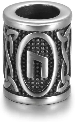 Miniatura 28 de 5 cuentas vikingas de acero inoxidable, cuentas espaciadoras de metal, cuentas espaciadoras de agujero grande, cuentas de tubo de plata antigua