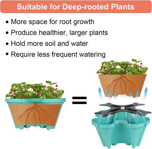 Miniatura 6 de DUNCHATY Maceta vertical apilable con juego de herramientas, maceta de hierbas de 7 niveles con riego automático para cultivo en interiores y 3-1