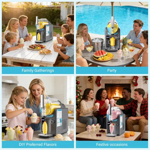 Miniatura 9 de Máquina de helados para hacer bebidas congeladas, máquina de granizado para el hogar, máquina para granizar, no necesita hielo, autolimpieza, 5