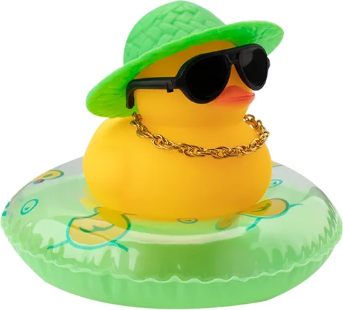 Miniatura 29 de wonuu Pato de Goma para Automóvil, Decoración de Pato Amarillo para Tablero con Sombrero de Sol, Anillo de Natación, Collar, Gafas de Sol