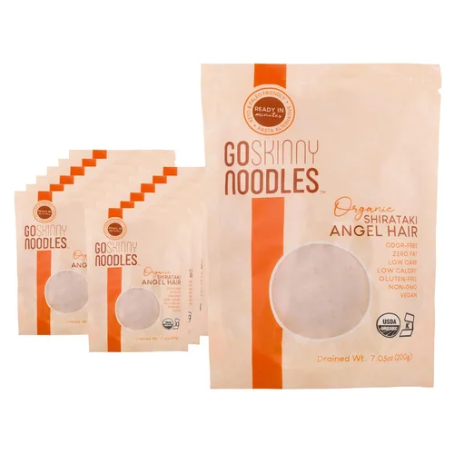 Miniatura 17 de GoSkinny Noodles Angel Hair (paquete de 6), Shirataki y Konjac orgánico, bajo en carbohidratos, bajo en calorías, sin gluten, vegano, keto, paleo