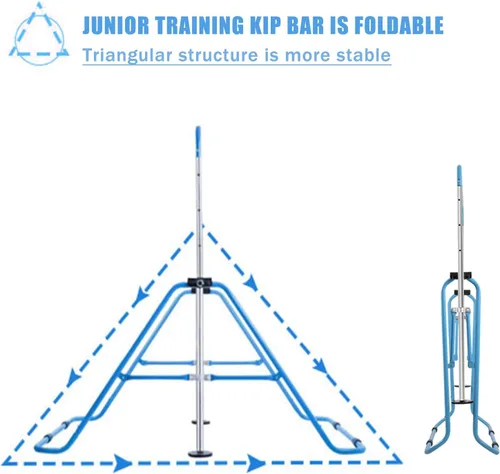 Miniatura 4 de Gymnastics Bar for Kids,Folding Gymnastic Training Kip Bar with Rings,Gymnastics Equipment for Kids,5-Level Adjustable Height Fitness Equipment for