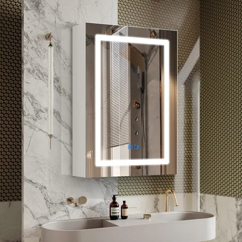 Miniatura 9 de Botiquín de baño de 24 x 16 pulgadas, color negro, botiquines de baño montados en la pared o armario con espejo empotrado, botiquines rectangulares