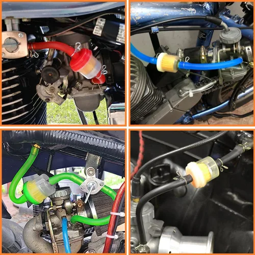 Miniatura 7 de HOLATO Abrazaderas de manguera de línea de combustible con filtros de combustible y válvula de apagado en línea, juego de llave de purga para 50cc