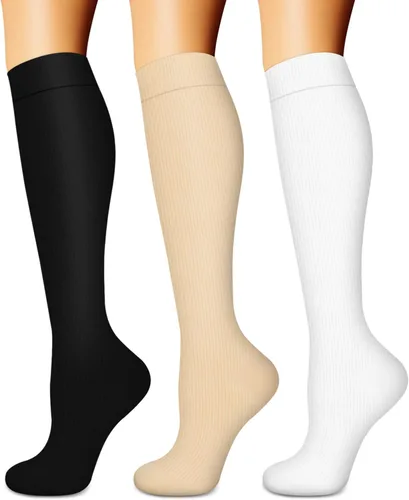 Miniatura 23 de Calcetines de compresión para mujeres y hombres (3 pares) – El mejor apoyo para enfermeras, correr, senderismo, recuperación y calcetines de vuelo