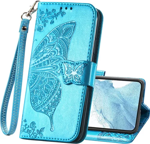 Funda tipo cartera para Samsung Galaxy A54 5G, funda protectora de piel sintética con tapa para teléfono, correa para muñeca, ranuras para tarjetas,