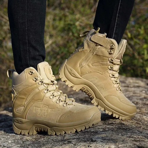 Miniatura 6 de Einplus Botas tácticas militares de combate para hombre, resistentes al agua, ligeras, botas de trabajo