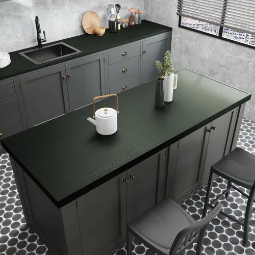 CRE8TIVE Papel de contacto de madera verde oscuro para gabinetes, papel tapiz de grano de madera sintética, papel adhesivo verde autoadhesivo