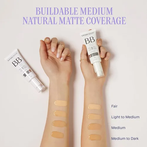 Miniatura 8 de Marcelle BB Cream Beauty Balm, crema hidratante tintada, estimulante de la piel, ligero, hidratante, hipoalergénico, no comedogénico, sin fragancia