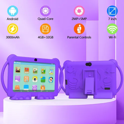 Miniatura 2 de Tablet para niños, tablet de 7 pulgadas para niños 4GB+32GB admite expansión de 1TB, control parental preinstalado, tablet educativa para niños